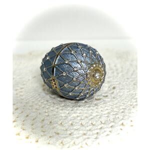 Crystal-Studded Egg-Shaped Trinket Box – Russian Style Vintage Bling! 100 grams